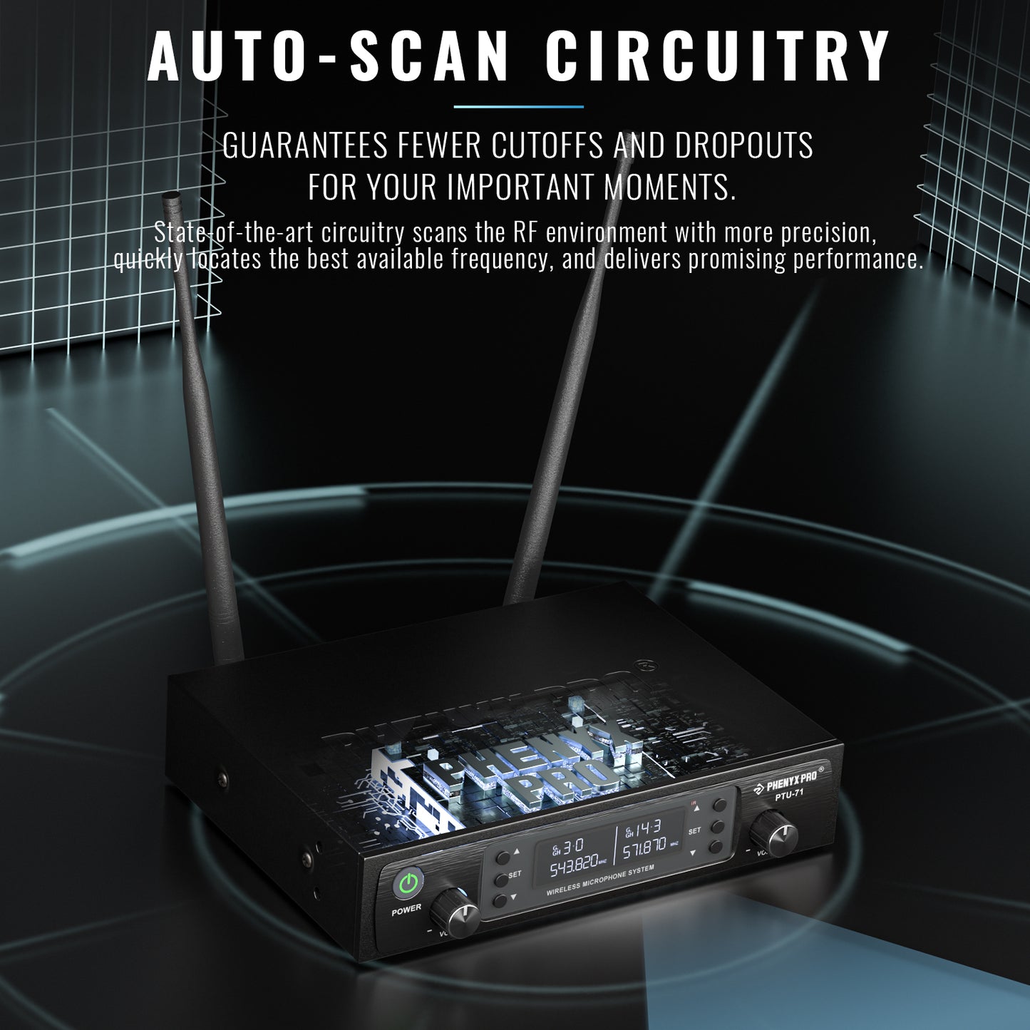MICRÓFONO INALÁMBRICO DE MANO DUAL UHF PTU-71-2H