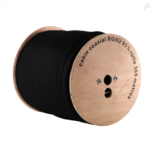 Rollo de 305 metros de cable coaxial RG6-U 95% cobre para video SDI y CCTV