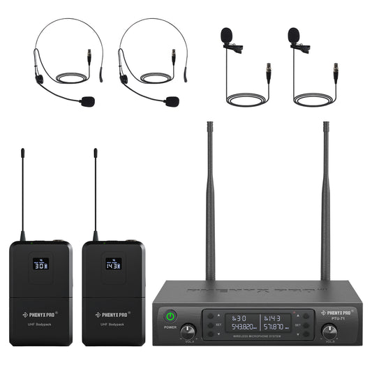 MICRÓFONO INALÁMBRICO DIADEMA DUAL UHF PTU-71-2B