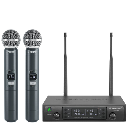 MICRÓFONO INALÁMBRICO DE MANO DUAL UHF PTU-71-2H