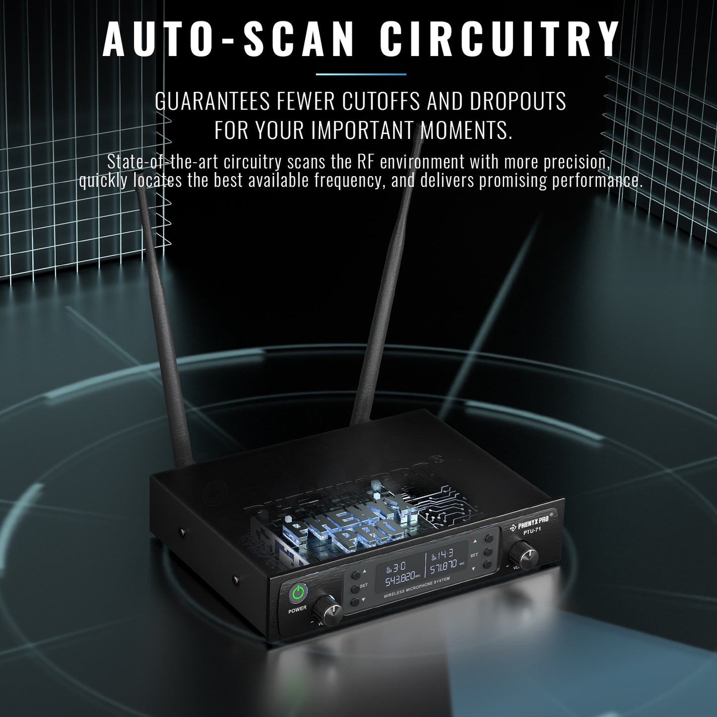 PTU-71-2B | Sistema de micrófono inalámbrico UHF dual con escaneo automático