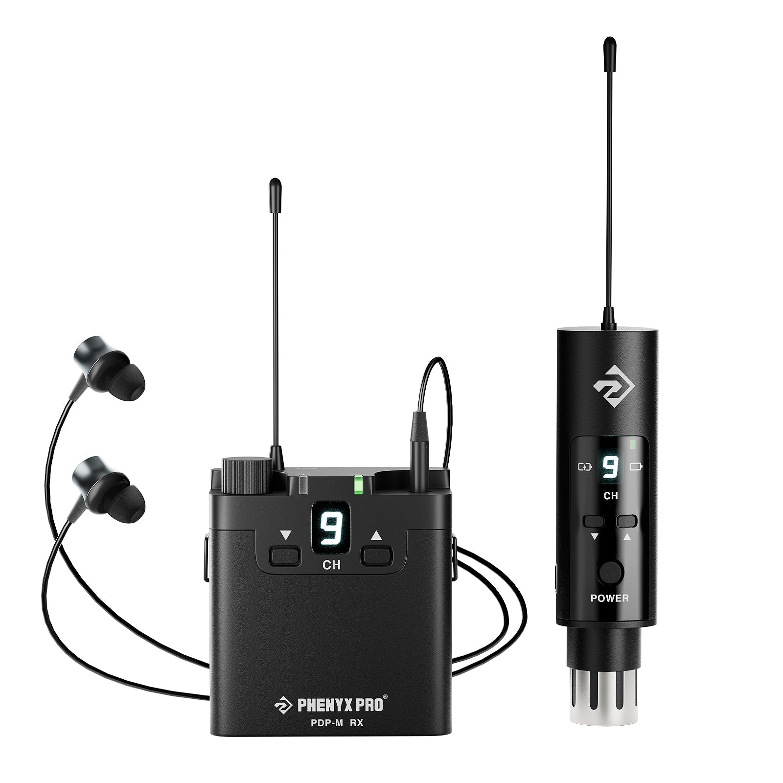 Sistema intrauditivo inalámbrico estéreo portátil Phenyx Pro PDP-M con transmisor compacto
