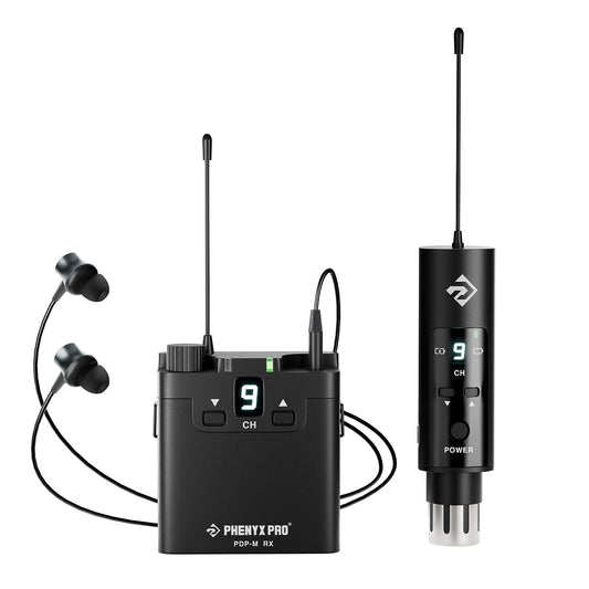 Sistema intrauditivo inalámbrico estéreo portátil Phenyx Pro PDP-M con transmisor compacto